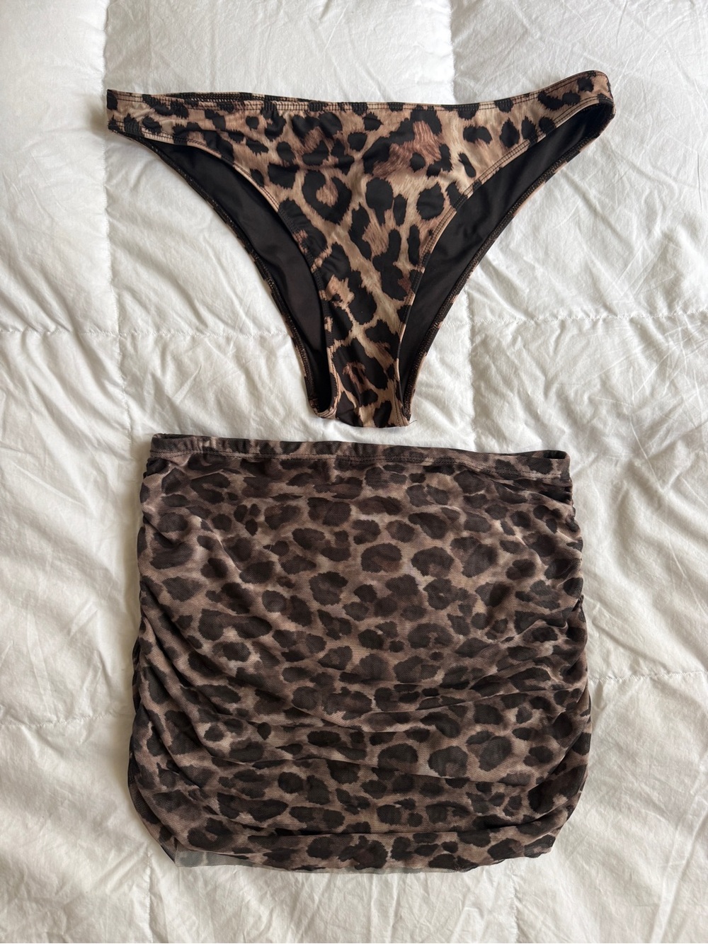 Zara Brown Leopard Bikini Bottom and Matching Cover-up Skirt